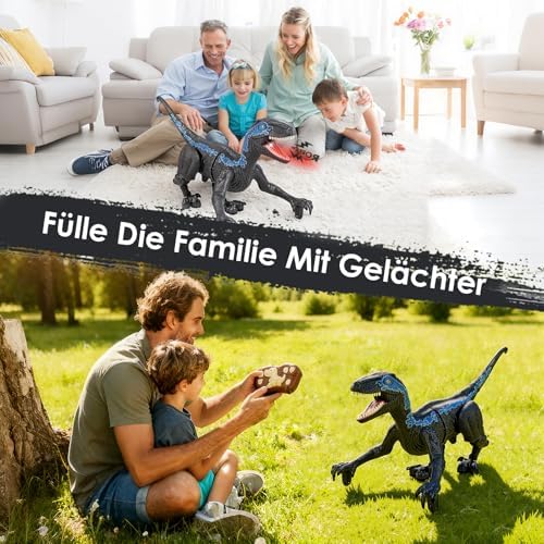 GuKKK Remote Control Dinosaur Toy, RC T-Rex Robot with Walking, Spray, Roaring & Head Shaking, Electronic Dino Toy for Boys & Girls (Gray)