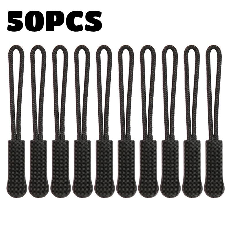 100pc Zipper Puller Black Extension Cord Tag Replacement Clip Broken Buckle Fixer Zip Cord Tab Travel Bag Suitcase Tent Backpack