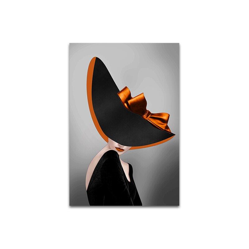 Elegant Damehatt Lerret Maleri Abstrakt Figur Plakater HD Trykk Vegg HD Bilder Stue Hjem Dekorativ Uten Ramme Gaver