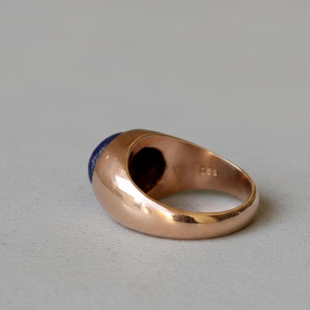 Lapis Lazuli Oval Signet Ring, 925 Sterling Silver Jewelry, Handmade Pure Copper Ring, Promise Ring