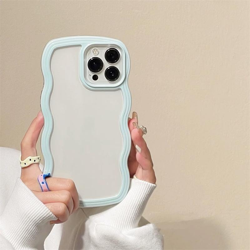Simple Fashion Wave Frame Clear Shockproof Back Cover For iPhone 16 Pro Max 15 14 Plus 13 12 11 17 Pro Max 17 Air Case