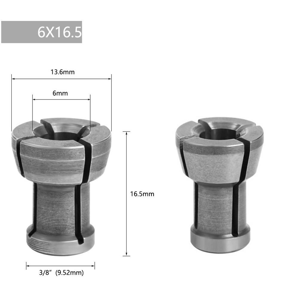 

2PCS Collet Chuck Adapters for Woodworking Compatible with Engraving and Trimming Machines Carbon Steel Construction 2PCS 6.35x16.5