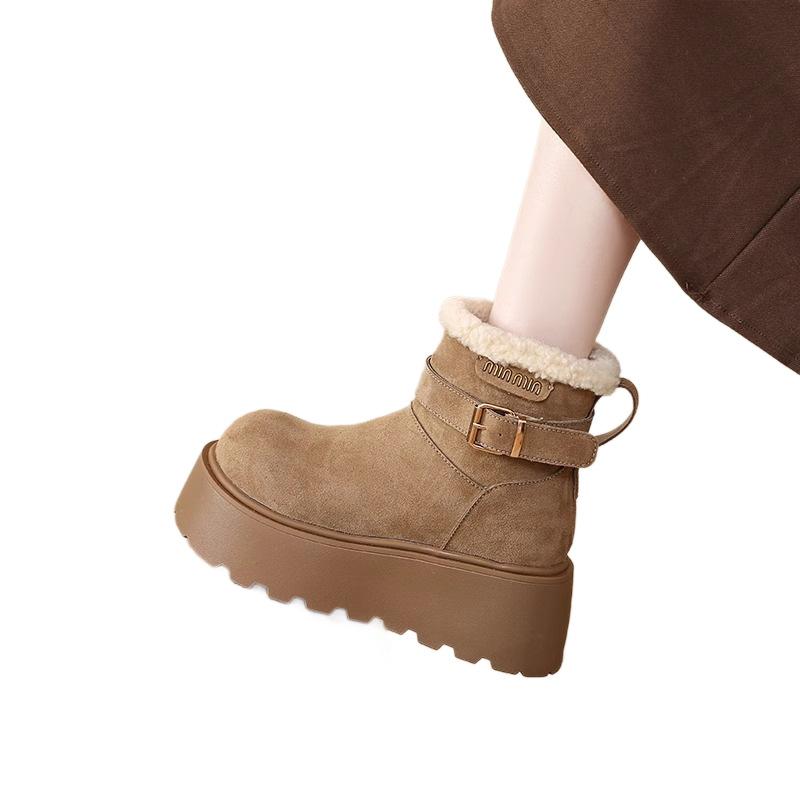 Muffin thick-soled snow boots women's 2025 new winter women's shoes piled and thickened Northeast cotton boots warm short boots