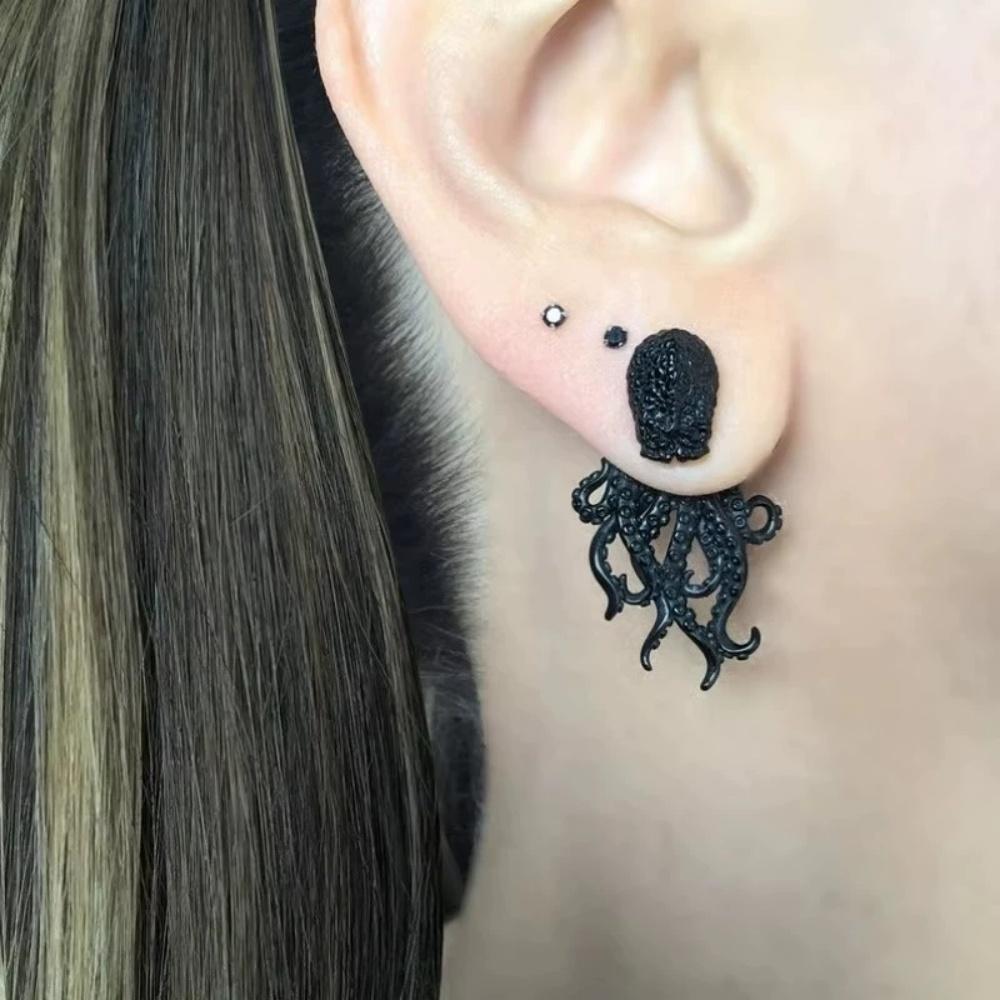 

New Octopus Wearable Earstuds Unisex European American Fashion Gothic Retro Exaggerated Animal Themed Jewelry Accessory чёрный