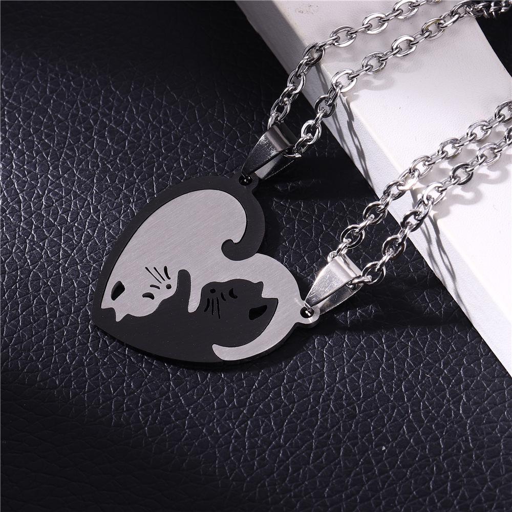 

Набор подвесок-котят из нержавеющей стали - Парные украшения в форме сердца