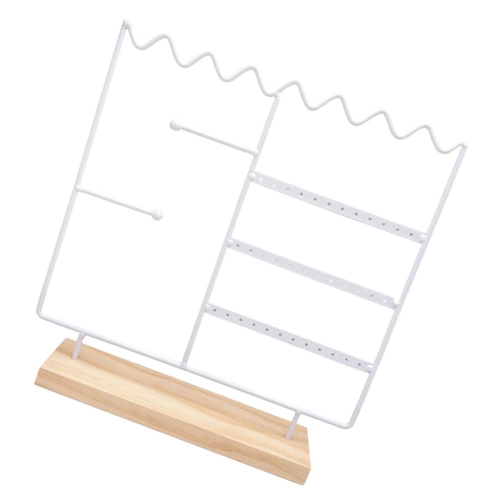 Wood Base Jewelry Display Stand with Detachable Funtion Earring Organizer for Tabletop Storage Home Shop Decoration