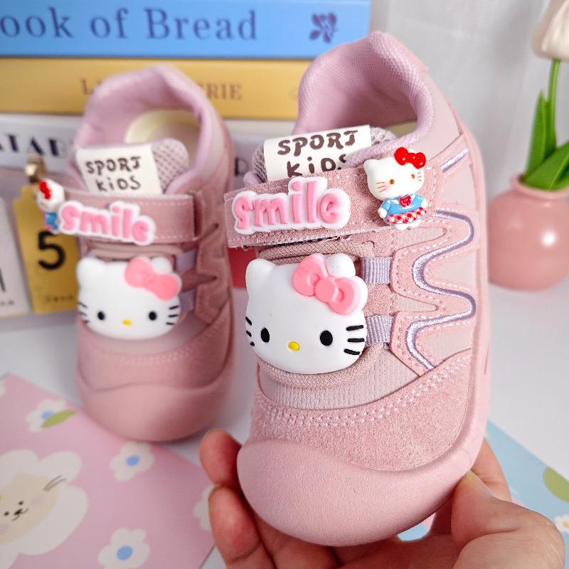 Spring Autumn Hello Kitty Kids Sneakers for Girls Anti-Slip Hook-and-Loop Casual Shoes Lightweight Toddler School Shoes 20