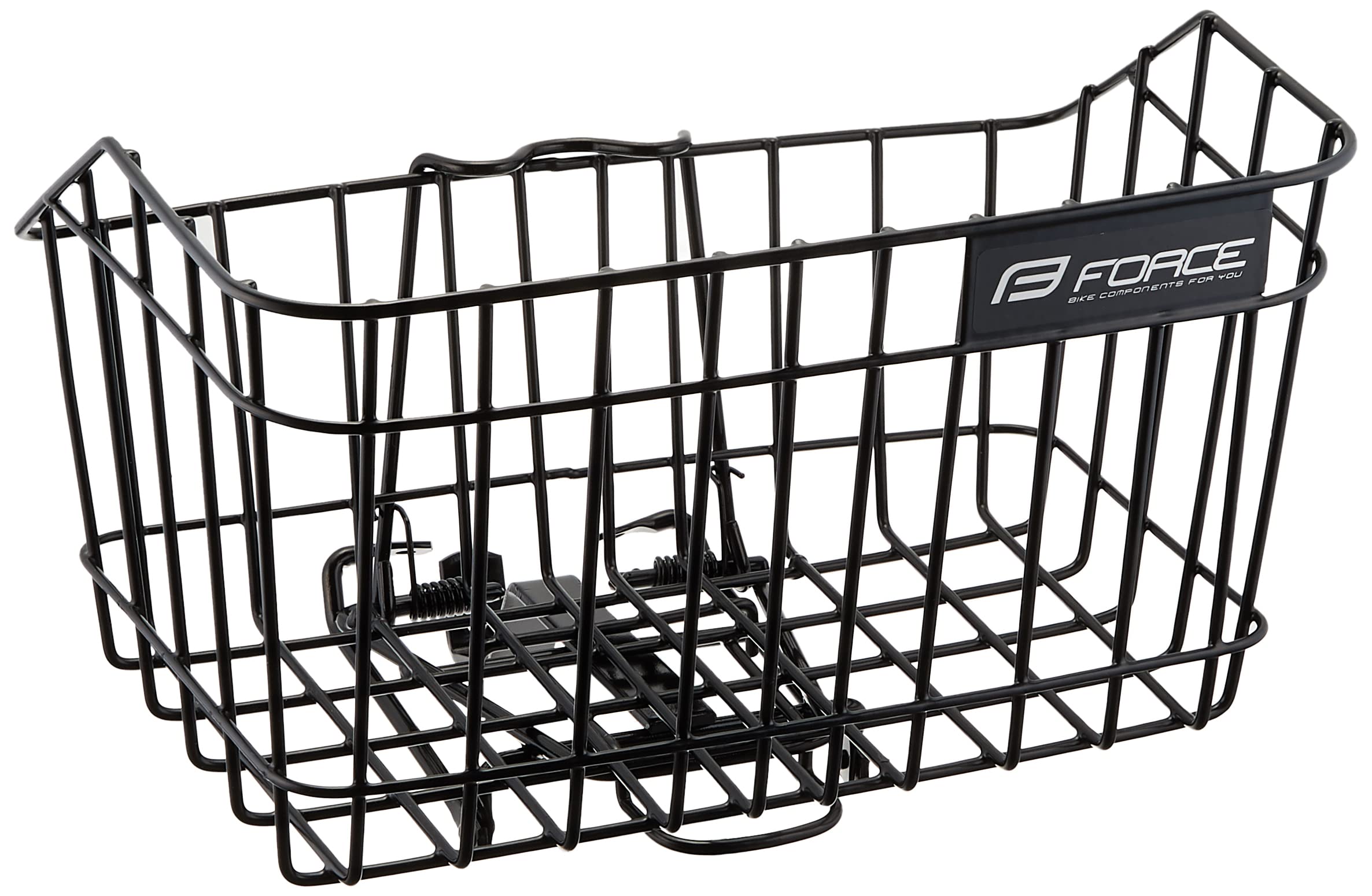 

FORCE Bicycle Front Basket with Installation and 33cm Wide x 21cm Deep x 20cm 80451 One-Touch Carrier, Black, High,