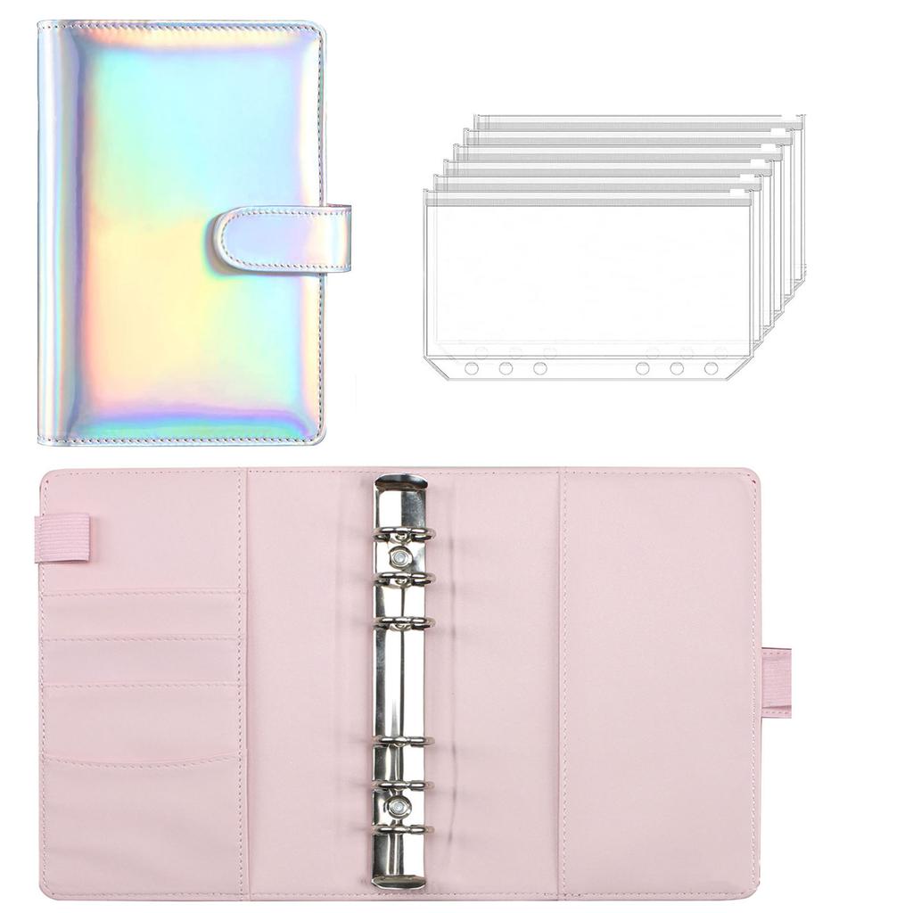 2023 Laser Budget Binder Zipper Envelopes Organizer Cash Envelopes for Budgeting Saving Money A6 Planner 6 Pockets Accessories