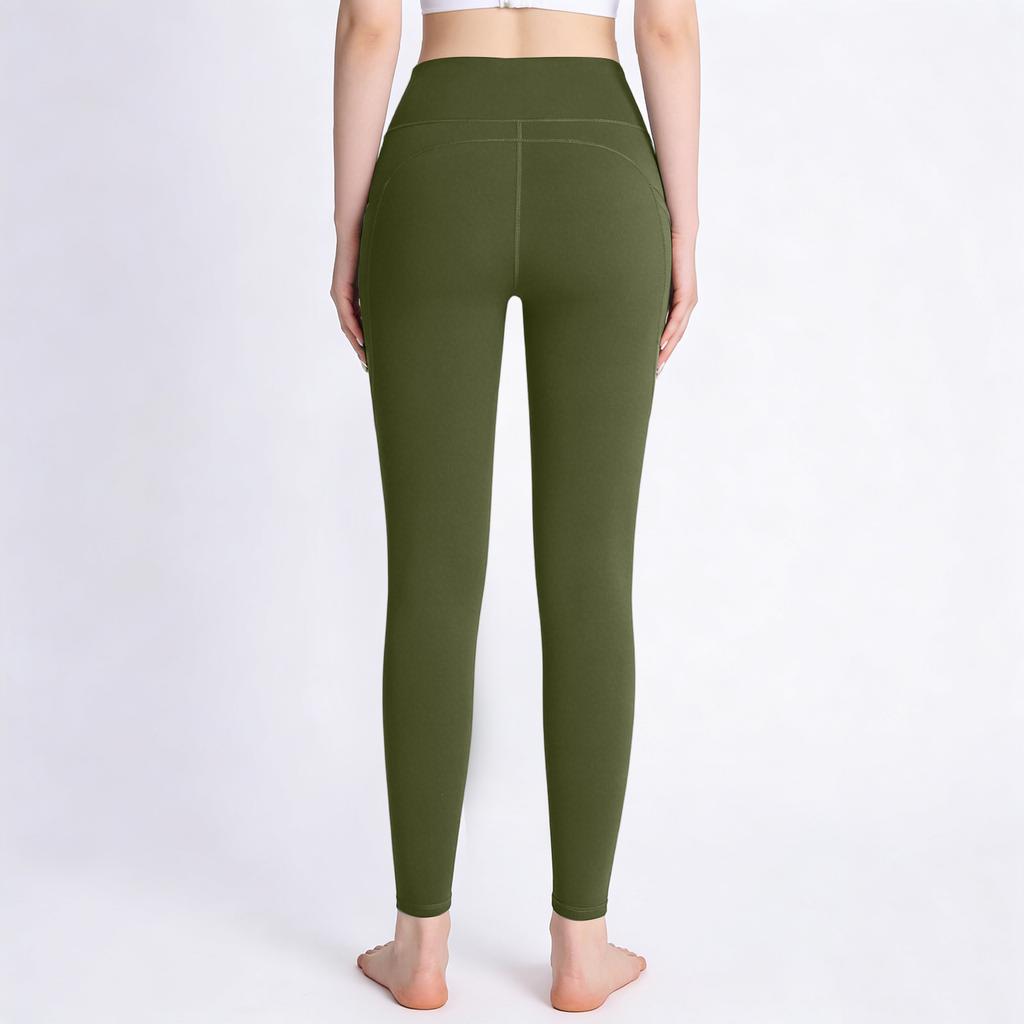 Women's -Lined High-Waist Compression Yoga Pants, Tummy-Control Leggings With Pockets, Warm Fitness Long Pants