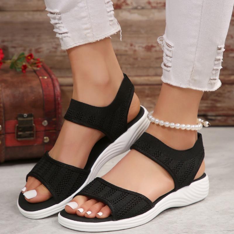

New women s shoes sports fly-woven fish mouth one-word buckle flat sandals slippers 36 чёрный