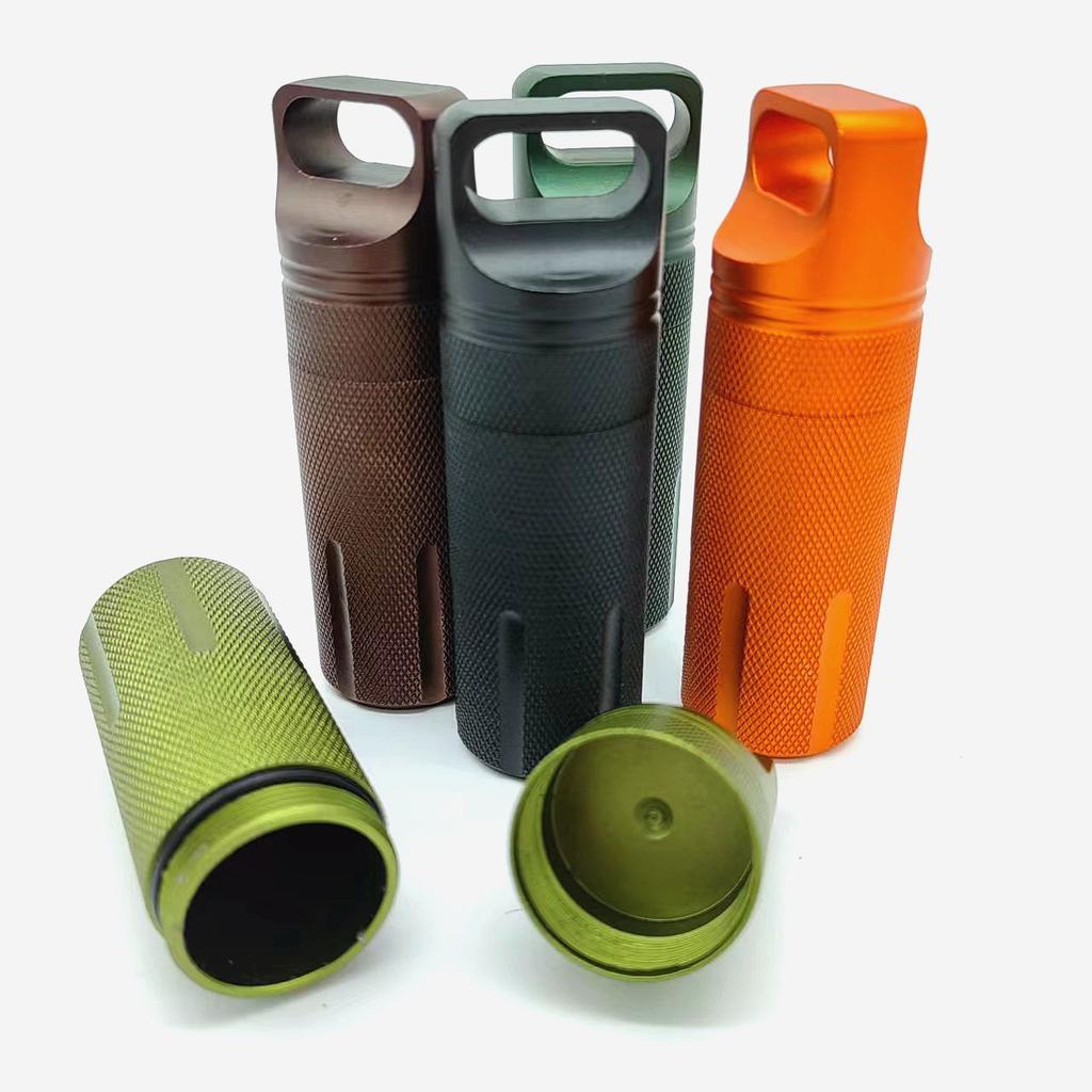 Outdoor-Überlebensmedizin-Dose Aluminiumlegierung Versiegelt Wasserdichter Schutz Lebensrettende Ausrüstung Aufbewahrungsbox Mini Tragbare Flasche