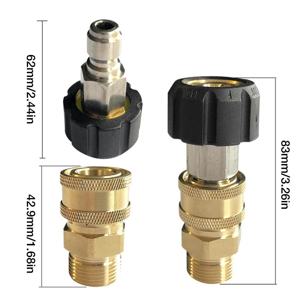 Copper 1/4 Inch High Pressure Quick Connector Car Washer Adapter WaterHydraulic Couplers Couplings M22 14mm Male/Female чёрный