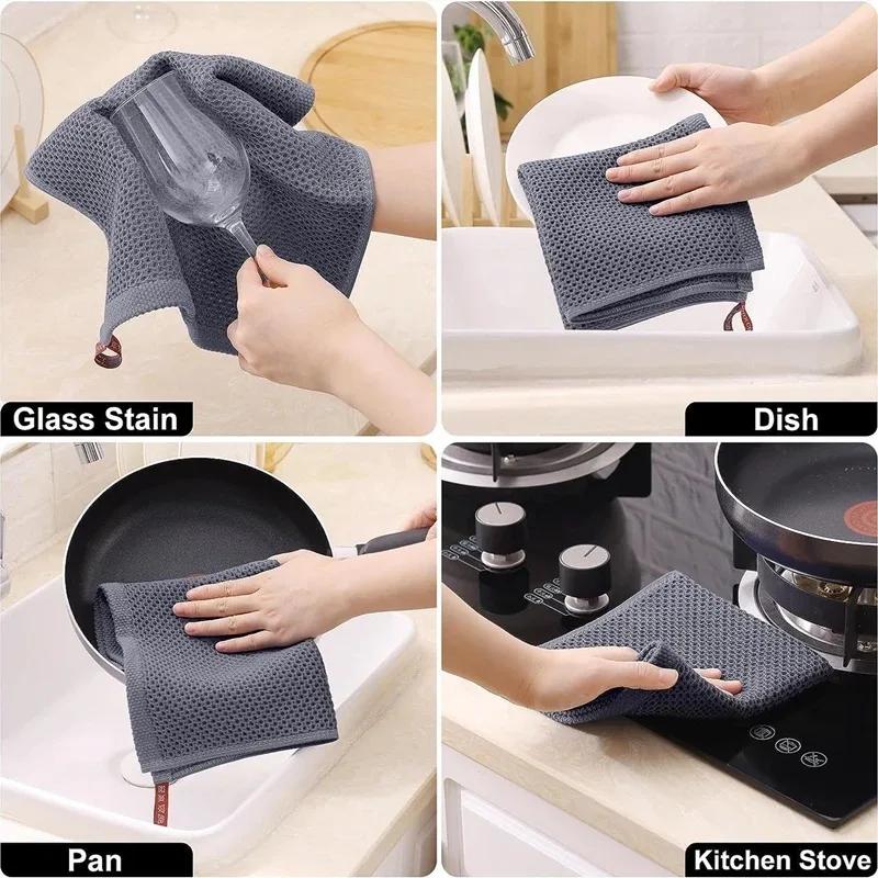 1PC Kitchen Dishcloth Cotton Kitchen Towel Super Soft Magic Cleaning Cloth Absorbent Cleaning Cloth Wiping Cloth Cleaning Tool