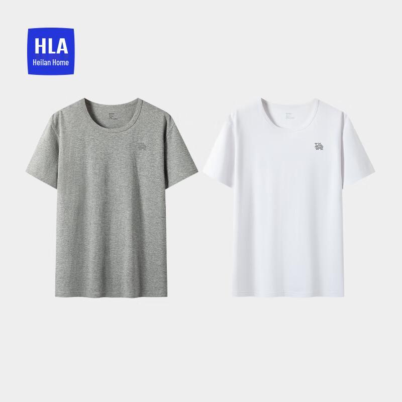 

Мужская футболка HLA из 100% хлопка с круглым вырезом и коротким рукавом, 2 штуки XL