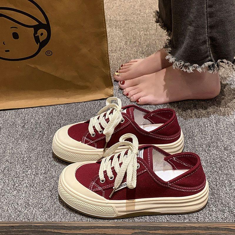 Woman Footwear High On Platform Round Toe Spring Autumn Canvas Shoes for Women Stylish Casual New Arrival 2025 Cheap Aesthetic