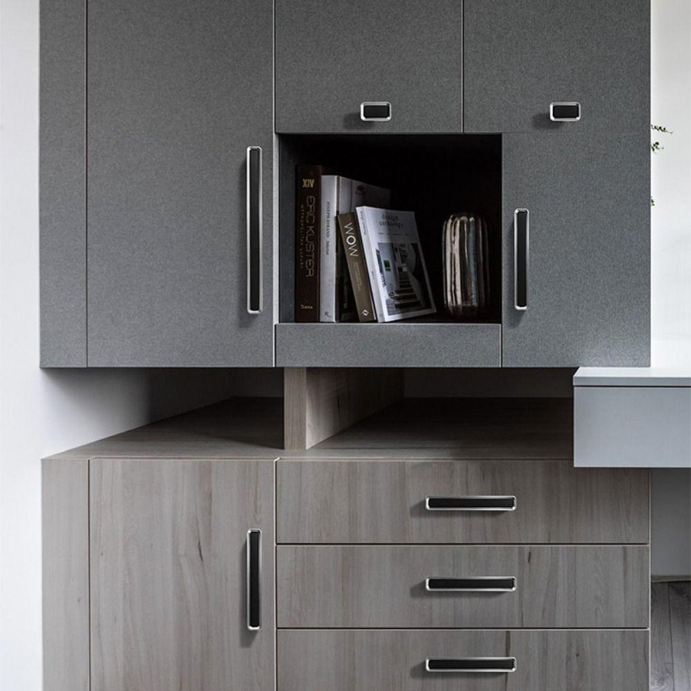 Black Square Single Hole Handle Zinc Zinc Zinc Alloy Cabinet Handle Black Gold Handle  Kitchen Cabinets