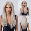 LOUIS FERRE Synthetic 13x6 Lace Wigs Long Straight Hair Gray Ombre Wigs Daily Use Party Wig for White Women Heat Resistant