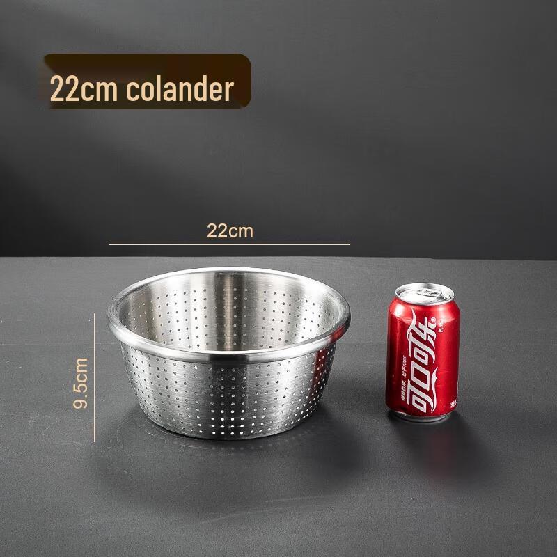 HANDUNYOU 22cm Food-Grade 304 Stainless Steel Mixing & Draining Bowl