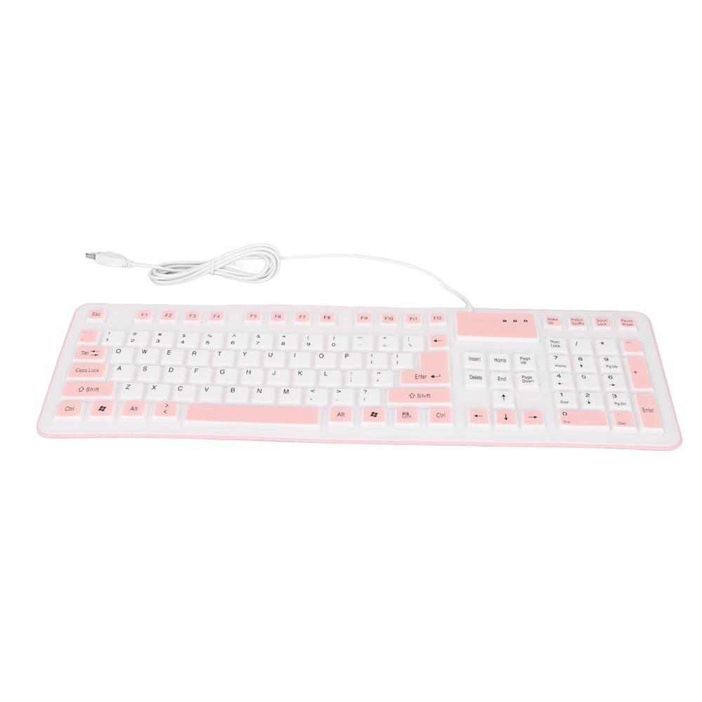 Waterproof USB Wired Keyboard 106 Keys Silent Keyboard Portable Silicone Keyboard  Laptop Notebook