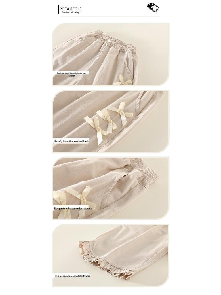 Spring & Autumn Lace Casual Wide-Leg Pants for Boys & Girls - Stylish Country Style for Small To Medium Children