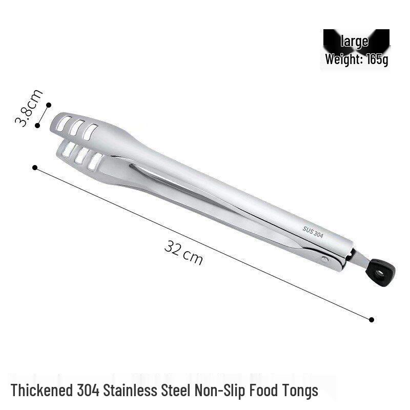 304 Stainless Steel Heat-Resistant Kitchen Tongs for Grilling, Frying, and Baking