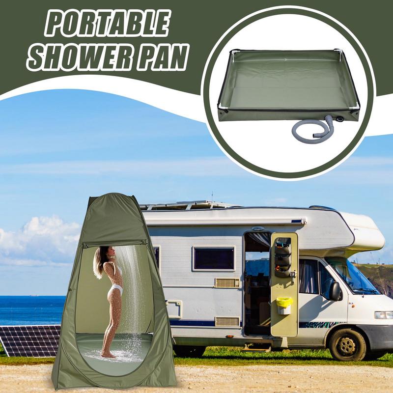 80x80x10cm Foldable Shower Base Outdoor Tent RV Camping Awning Shower Tray Portable Shower Pan for Pet Bath RV Camping Travel