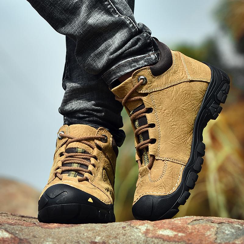 Pánská turistická obuv Kožená outdoorová obuv odolná proti opotřebení Muži Treking Walking Lovecké taktické tenisky