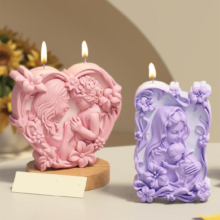 Silicone Molds Mother and Baby Candle Molds Mother's Day Plasters Molds Casting Molds Soap Molds for Candle Making