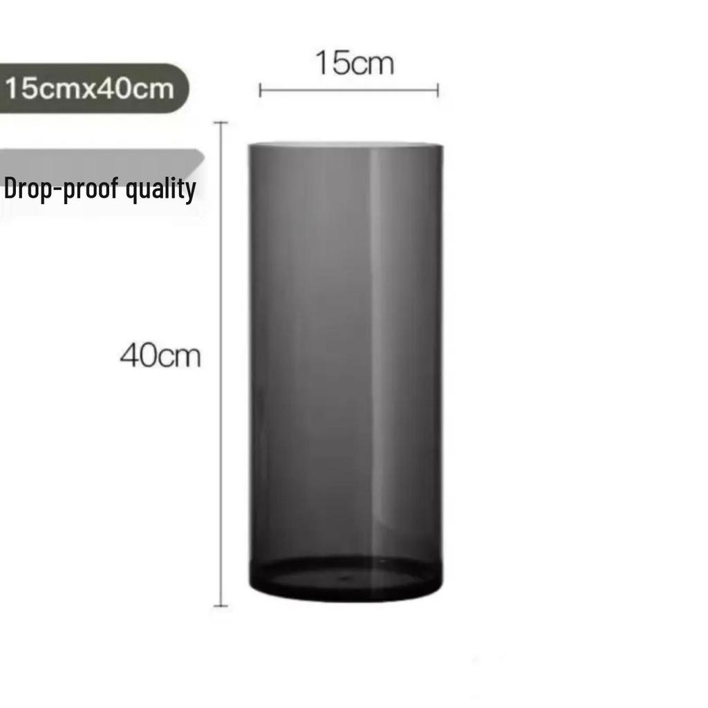 Acrylic Transparent Vase for Flower Arrangements and Lucky Bamboo - Large Straight Cylinder Design