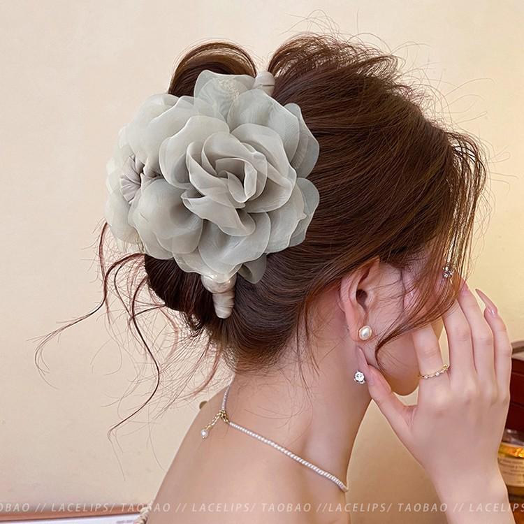 Enchanting Lily Flower Hair Clip: Elegant Shark Clip for Updos