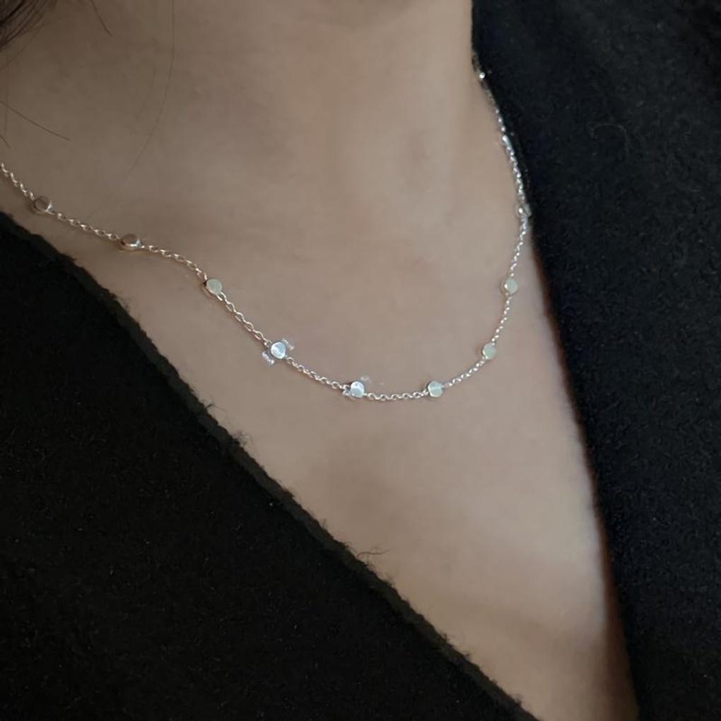 Women's 925 Silver Flat Ball Simple Necklace