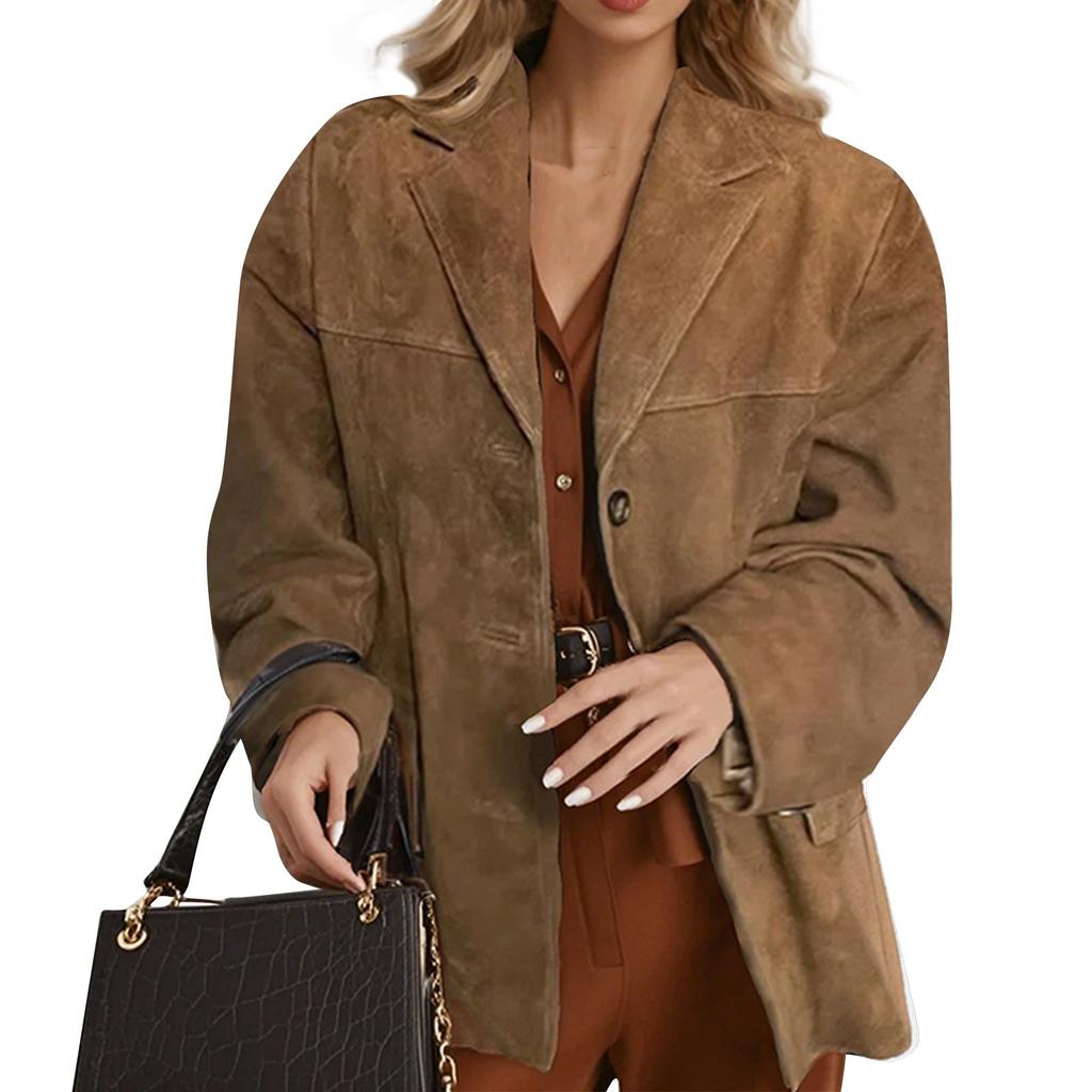 Women's Fashionable And Elegant Retro Loose Pocket Long-Sleeved Coat