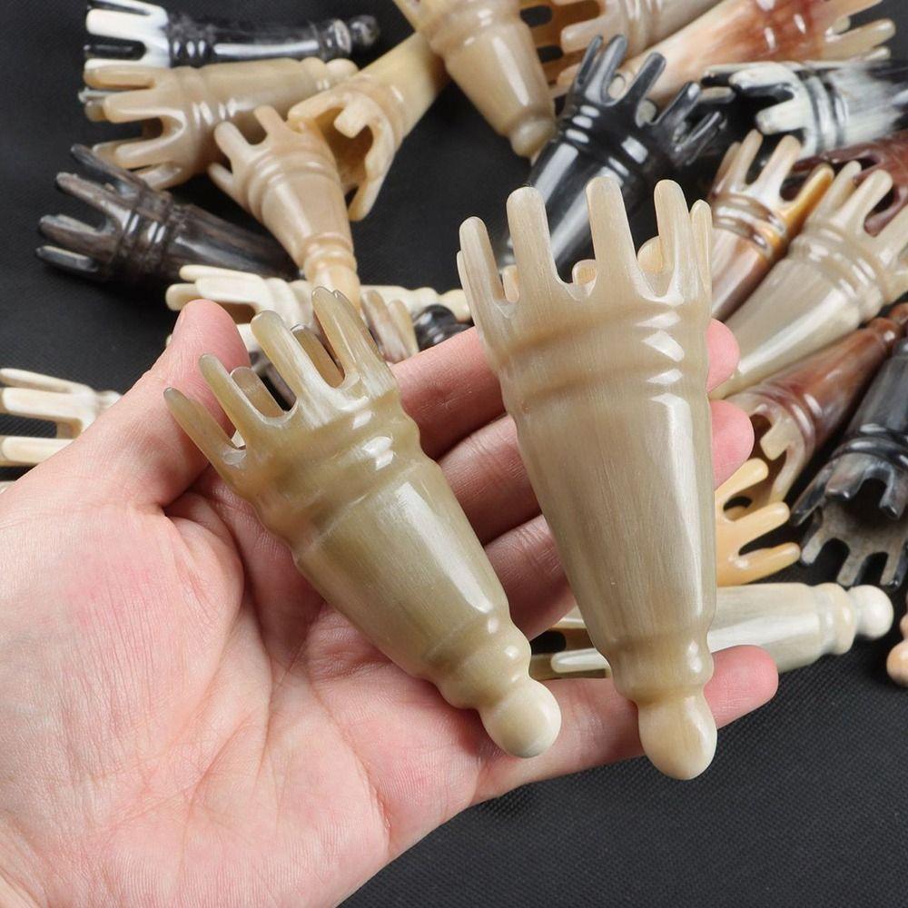 Scalp Massager Brush Long Pointed Shampoo Comb Scrapping Head Buffalo Horn Meridian Comb Hair Wash