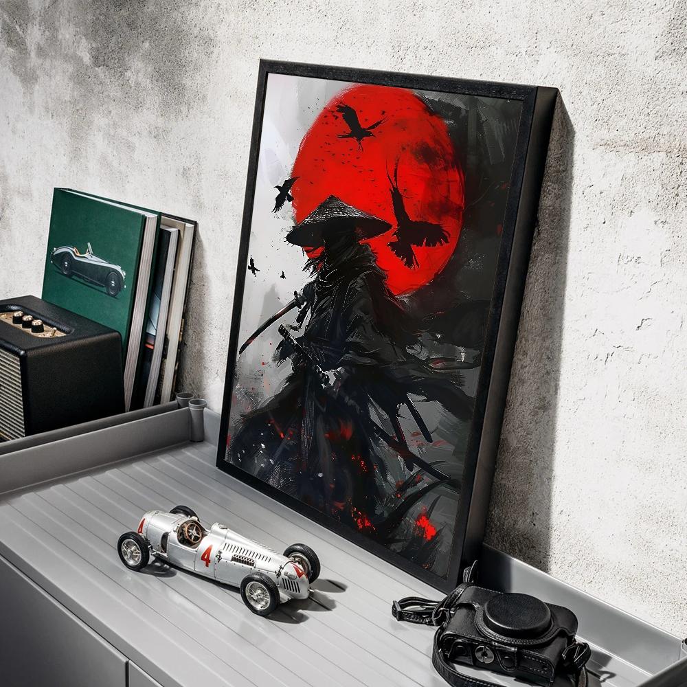 Japanese Warrior Samurai Whitepaper Poster HD Quality Poster Wall Art Painting Study Room Wall Decor