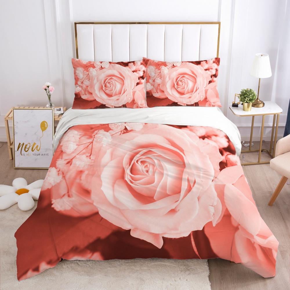 Bedding Set Digital Print Comfortable Duvet Cover for Home Bedroom Decoration, 1 Duvet Cover and 2pillowcase with Zippers