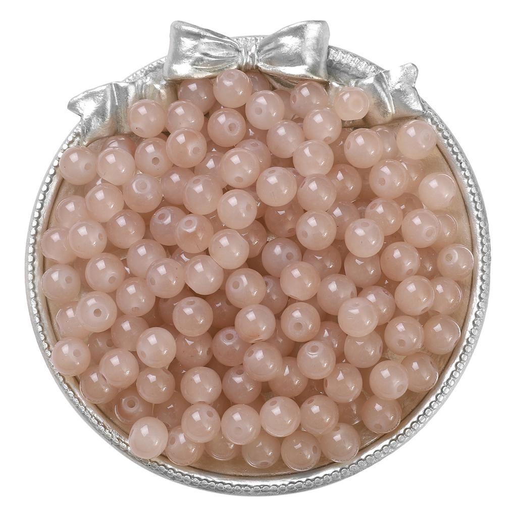 6/8Mm Glass Beads Jelly Paint Imitation Jade Round Beads Loose Beads Glazed Beads Handmade Diy Bracelet Necklace Jewelry