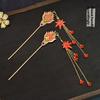 Red Maple Leaf Long Tassel Headdress Antiquity Hairpin Hanfu Cosplay Hair Clasp Step Shake