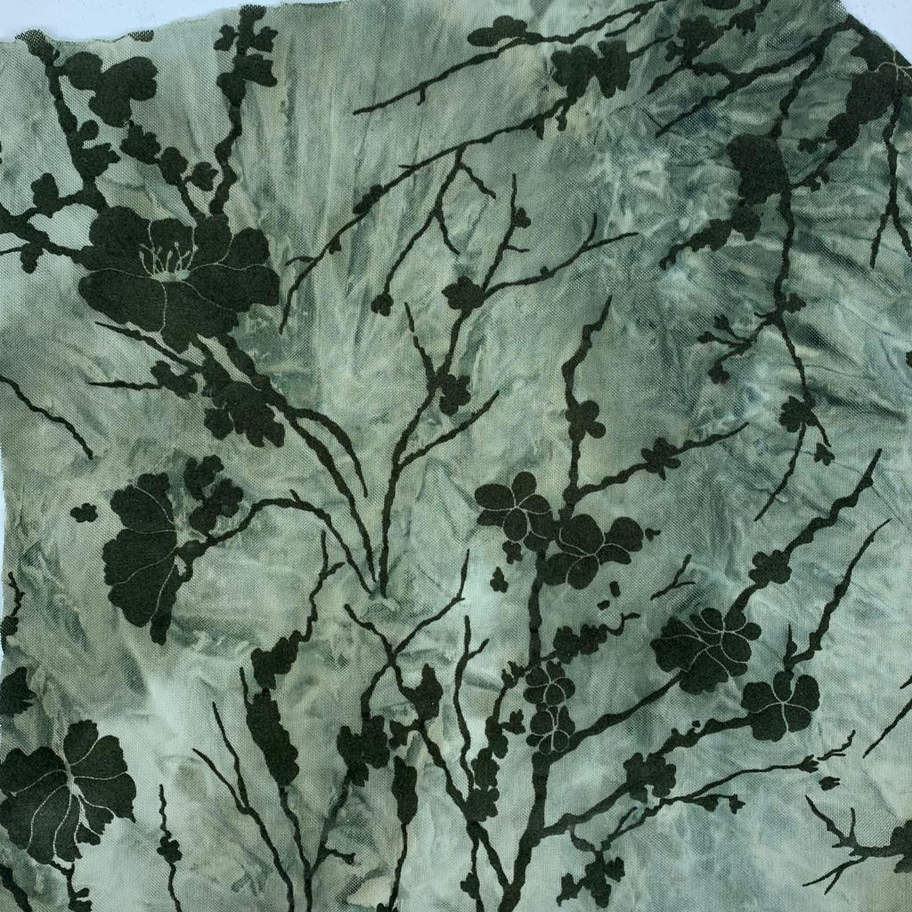 1yard Stretchy Colorful Flocking Mesh Christmas Fabric Saree Lace Jacquard Burnout Velour Tulle Fabric for DIY Sewing Dress