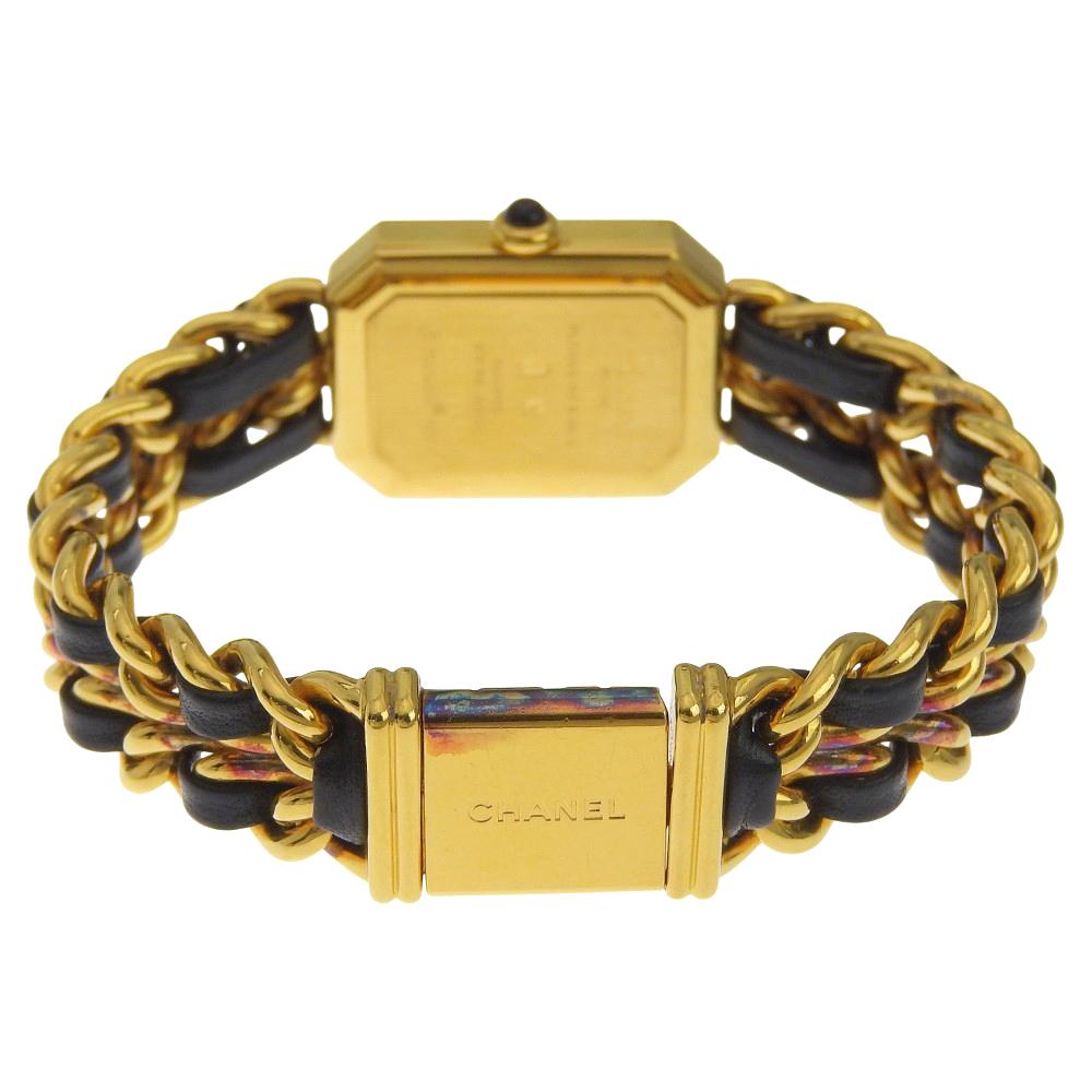 Chanel Premiere M Watches H0001 blackDial Plated Gold/leather Quartz Analog Display Women Used