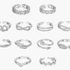 Fashion Niche Open Ring Design Vintage 12-Piece Set Of Open Foot Rings