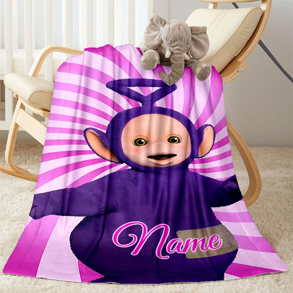 Purple Teletubby Party Blanket Durable Comfort Perfect for Bed Seaside Picnics All-Season Use Digital Print Gifts For Family Or Friends