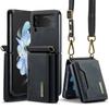 Samsung Z Flip4 Crossbody Lanyard Wallet Protective Case Z Flip6 Foldable Shoulder Strap Leather Case Phone Case Multi Functional Protective Shell
