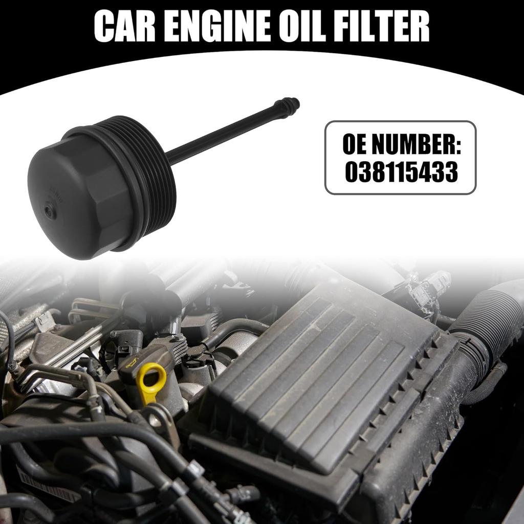 Oil Engine Filter Housing Cap Cover No.038115433 - Car Oil Filter Housing Cap - for Volkswagen Golf IV Plastic Black - 1 Pc