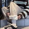 Casual Lamb Fluff High Waist Women Jogger Baggy Pantalones Winter Thicken Warm Fleece Lined Sweatpants Ankle-length  Trousers