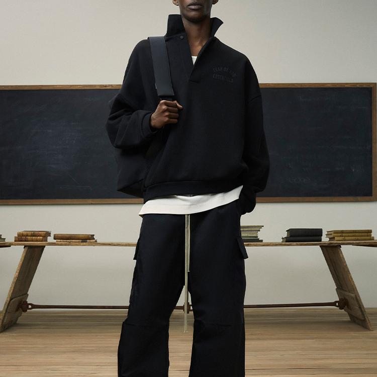 Fear of God Essentials Fleece Polo Black Men Tops 192BT244390F