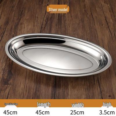 Plat de service ovale épais en acier inoxydable Abay pour poisson
