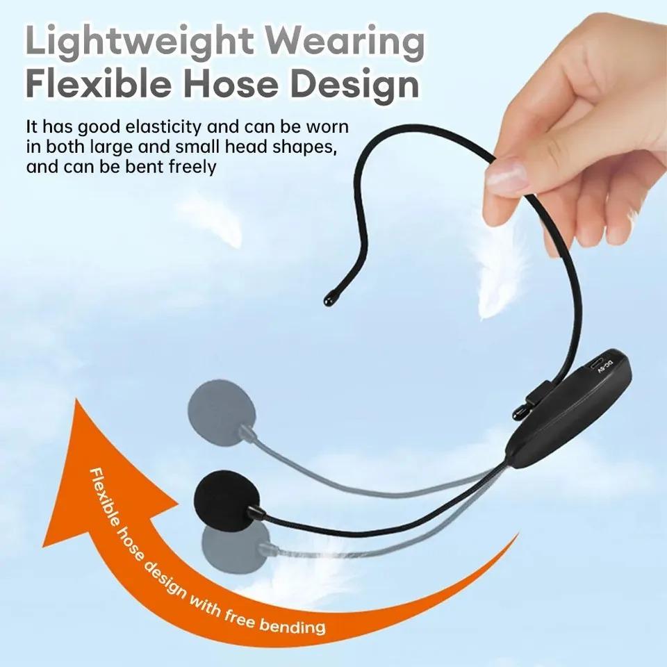 Mikrofon krawatowy bezprzewodowy 2.4G Mikrofon nagłowny Mikrofon z odbiornikiem do wzmacniacza Głośnik głosowy Nauczanie Przewodnik turystyczny