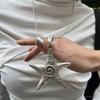Vintage Silver Starfish Pendant Necklace for Women Sweet Cool Girl Starfish Charm Clavicle Chain Jewelry Party Gift