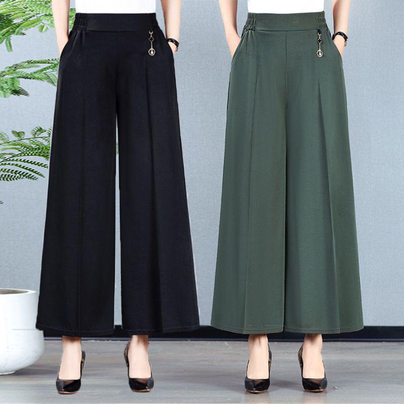 

Women s High-Waist Loose Wide-Leg Summer Culottes for Middle-Aged and Elderly M